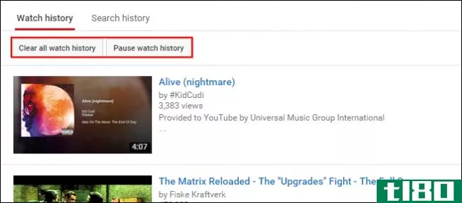 如何暂停、清除和删除youtube历史记录中的视频