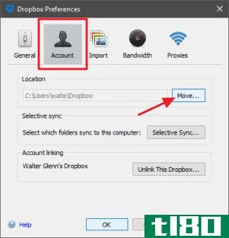 如何更改dropbox文件夹的位置