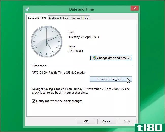 如何在Windows8.1中查看系统托盘时钟上的多个时区