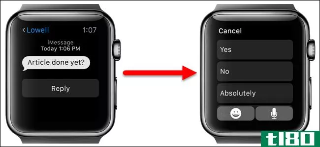 如何为apple watch上的文本和电子邮件配置自定义回复
