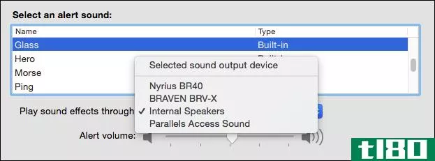 如何在OSX中调整单个音频设备和声音效果的音量设置