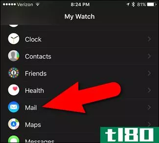 如何选择在apple watch上显示哪个邮箱