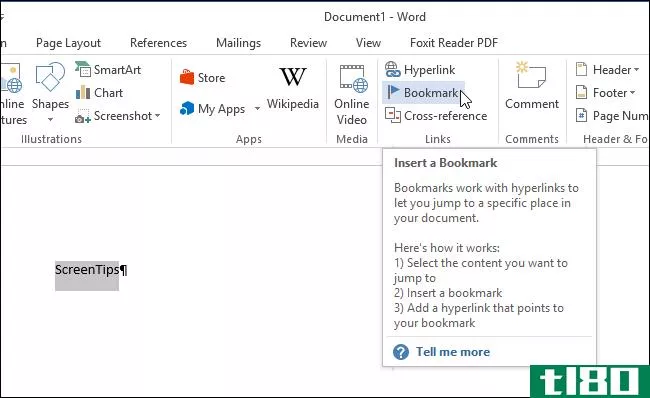 如何在word 2013中创建自定义屏幕提示