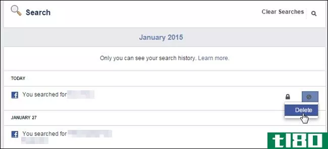 如何在pc上删除facebook搜索历史记录