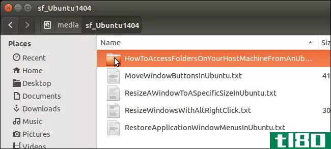 如何从virtualbox中的ubuntu虚拟机访问主机上的文件夹