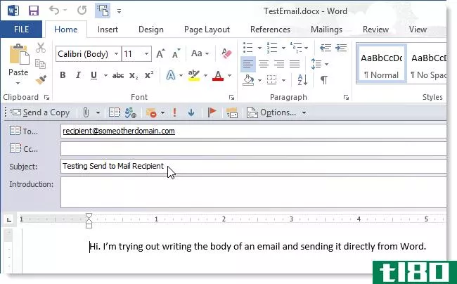 如何将word文档作为电子邮件正文发送