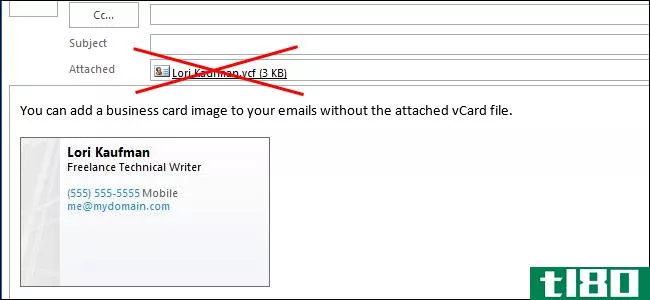 如何在没有vcard（.vcf）文件的outlook 2013中将名片图像添加到签名中