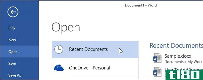 如何在Office2013中将最常用的文件和文件夹固定到打开的屏幕