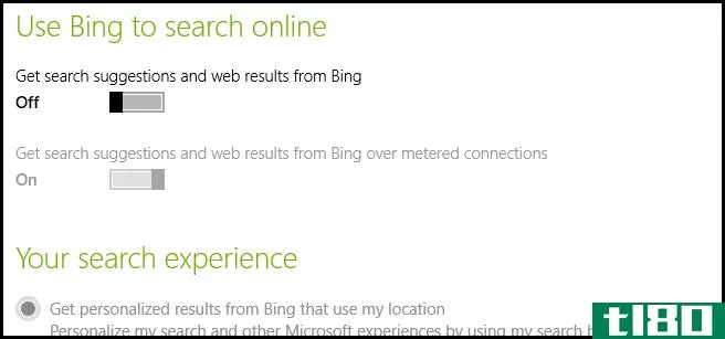 如何从Windows8.1搜索引擎禁用bing