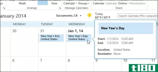 如何在outlook 2013中将假日添加到日历中