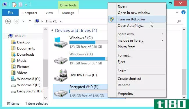 如何在windows上使用bitlocker创建加密容器文件