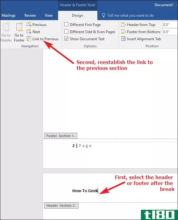 如何在一个文档中使用多个页眉和页脚