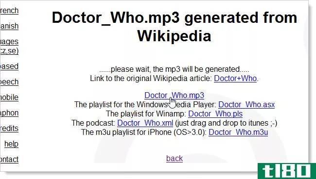 如何从维基百科文章中创建mp3文件