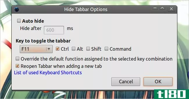 在firefox中使用自定义的键盘快捷组合隐藏和显示选项卡栏