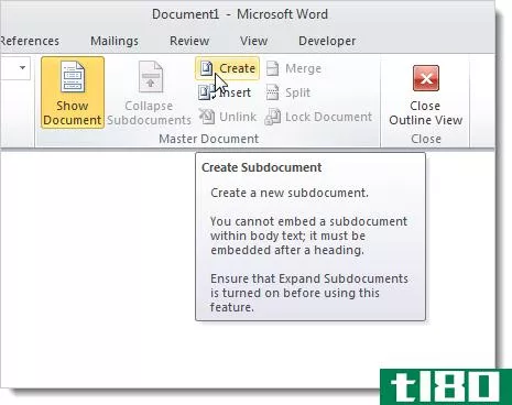 在word 2010中从多个文档创建主控文档