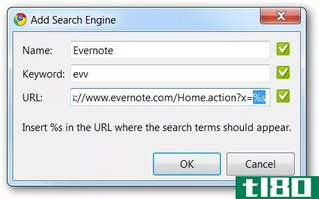 如何从谷歌chrome位置栏搜索evernote