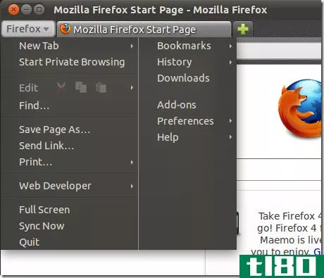 如何在ubuntu11.04中恢复firefox默认菜单按钮