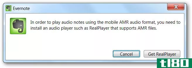 如何在没有realplayer的情况下在evernote中播放录制的移动音频（.amr）