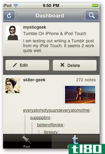 从iphone或ipod touch更新tumblr博客