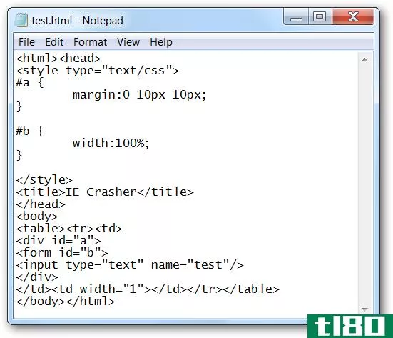 如何用简单的html使任何版本的internetexplorer崩溃