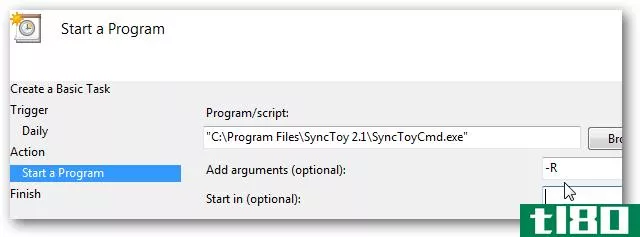 计划synctoy在windows 7中使用任务计划程序自动运行