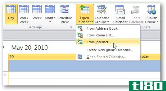 在outlook 2010中查看您的谷歌日历