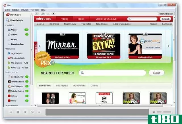 使用miro 3.0下载并观看高清视频、互联网电视和播客