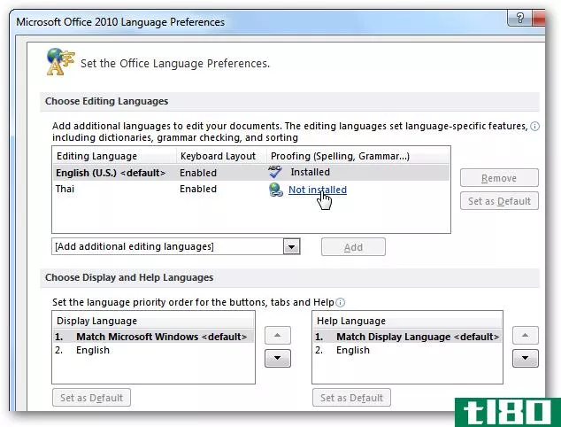 如何向office 2010添加其他语言
