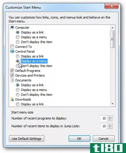 初学者极客：在Windows7的扩展视图中显示“开始”菜单项