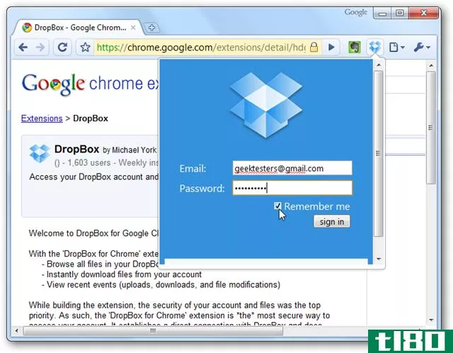 在谷歌浏览器中快速访问你的dropbox