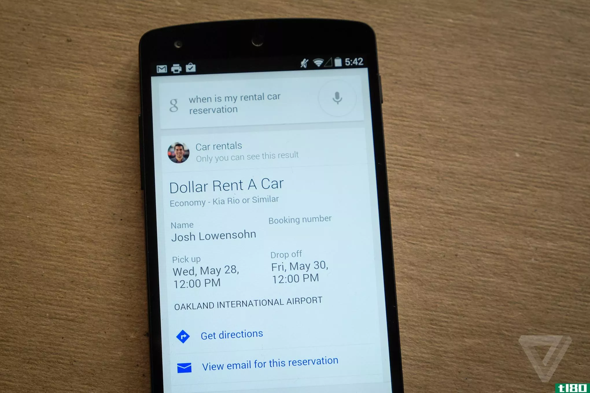 如果你已经预订了一辆车，谷歌搜索现在可以提供租车服务