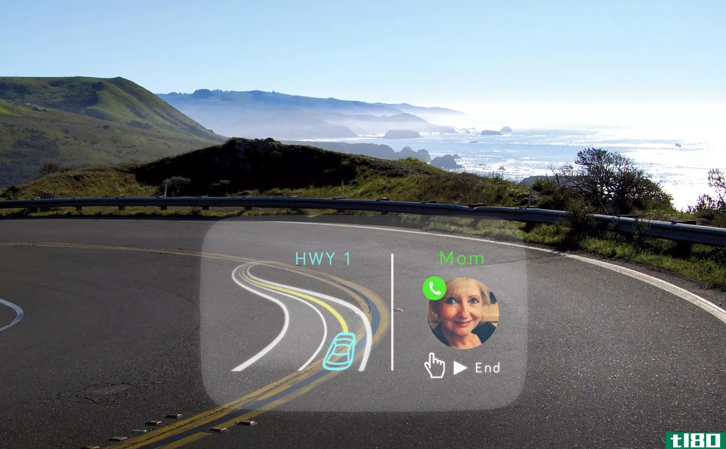这个微型投影仪把智能手机应用程序放在你的汽车挡风玻璃上