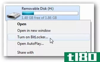 bitlocker to go在windows 7中加密便携式闪存驱动器