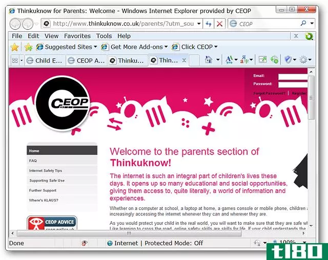 使用ceop增强型internet explorer 8帮助保护您的孩子