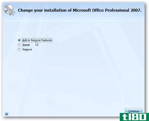 从microsoft office 2007或2010套件中添加或删除应用程序