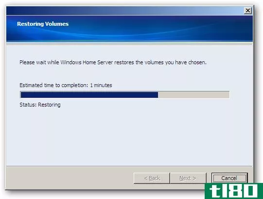 从windows home server还原您的电脑