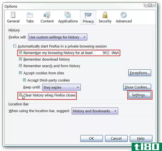 使用键盘快捷键清除firefox中的浏览历史记录