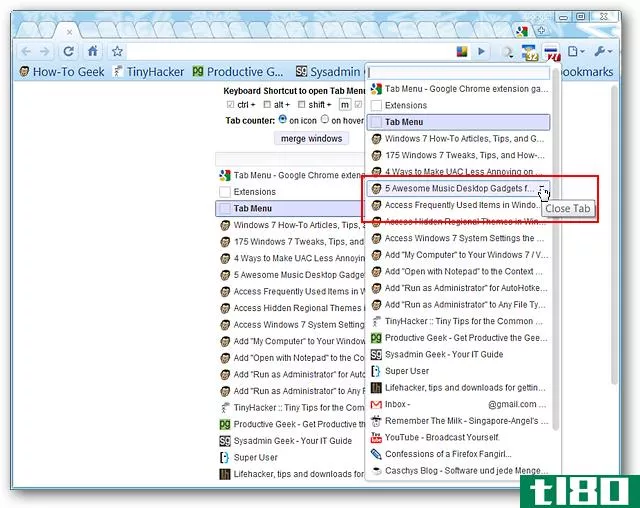 在googlechrome中轻松控制大量的标签