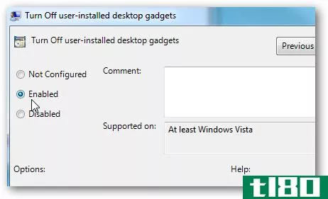禁用windows 7中用户安装的桌面小工具