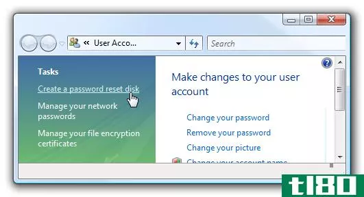 如何在Windows7或vista中创建和使用密码重置盘