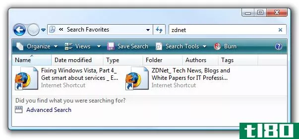 使用windows 7或vista search创建搜索ie收藏夹的快捷方式
