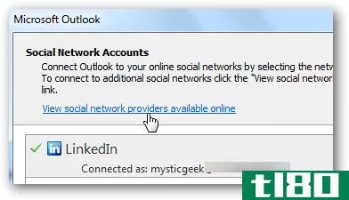 我们看一下linkedin social connector for outlook