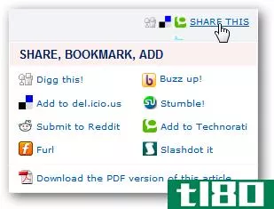 使用addthis bookmarklet共享您喜爱的网页