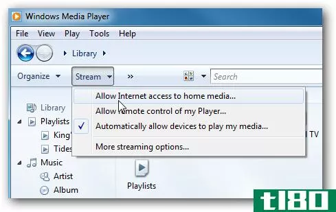 使用windows media player 12在internet上播放音乐和视频