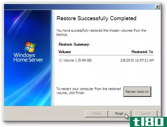 从windows home server还原您的电脑