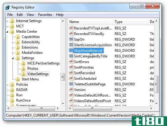 增加windows 7 media center中的跳过和重播间隔