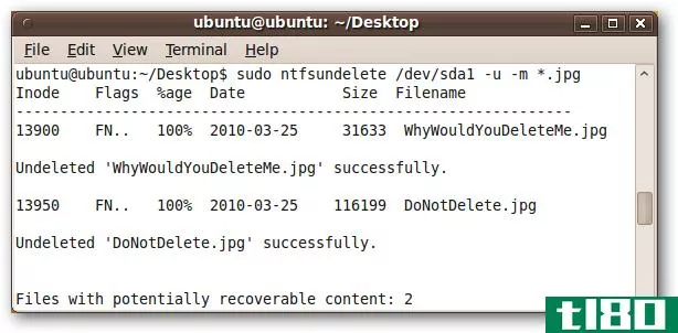 从ubuntu live cd恢复ntfs硬盘上删除的文件