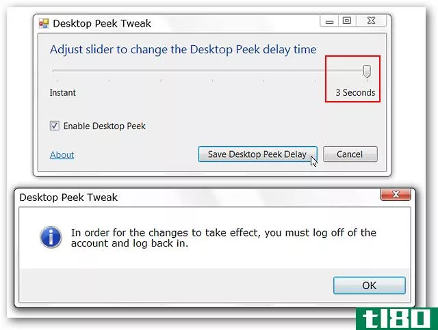 在Windows7中禁用或修改AeroPeek的“延迟时间”