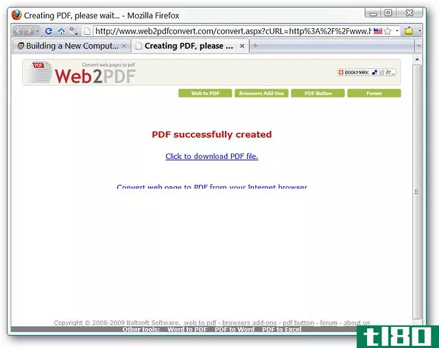 使用web2pdf以pdf格式保存网页