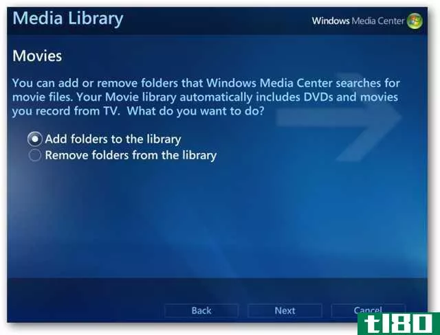 在windows 7 media center中将文件夹添加到电影库